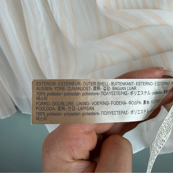 Massimo Dutti Sheer pink stripe Pleated bell sleeve blouse size 2 - Picture 6 of 7